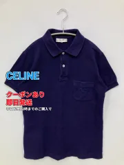 CELINE セリーヌ ポロシャツ パープル 無地 ワンポイント 半袖 メンズ