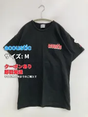 acoustic Tシャツ/カットソー M ブラック 前面プリント バックプリント ワンポイント ブランドロゴ 刺繍 ミドル丈 半袖 クルーネック(丸首) メンズ レディースのサムネイル