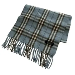 BURBERRY バーバリー カシミヤ マフラー ノバチェック ライトブルー グレー ホワイト チェック柄 フリンジ カシミア メンズ レディース ユニセックス ストール 防寒 秋冬 人気 定番 ブランド小物のサムネイル