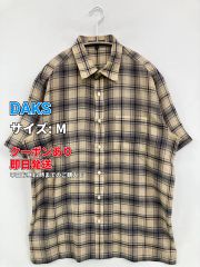 Aquascutum アクアスキュータム 半袖 ボタンダウン チェックシャツ M