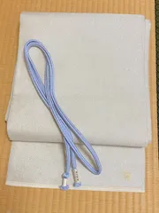 3Q【アンティーク着物】袋帯 銀色 シルバー 刺繍紋 水色帯締め付き 正絹？？のサムネイル