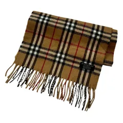 BURBERRY LONDON バーバリーロンドン マフラー カシミヤ チェック柄 PLAYBOY プレイボーイ ワッペン付き ベージュ レッド ブラック 英国製 フリンジ ユニセックス メンズ レディース 秋冬 防寒 ストールのサムネイル