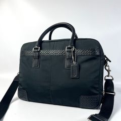 美品】コーチ☆2WAY A4 オールレザー トートバッグ エンボス メンズ 黒