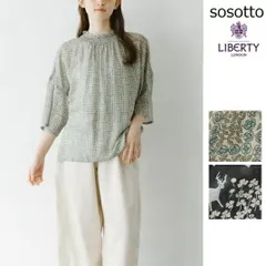 sosotto ソソット リバティ LIBERTYシルフローン2WAYシャーリングブラウス6分袖 42632961 再生繊維（リヨセル）100％のサムネイル