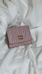 美品 ミュウミュウ 刺繍 デニム 2つ折り 財布 ロングウォレット