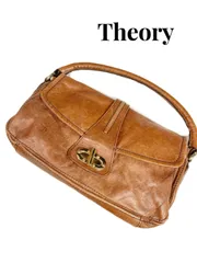 【風合い抜群】Theory セオリー オイルレザー ワンショルダーバッグ ハンドバッグ ターンロック キャメル ブラウン 本革のサムネイル