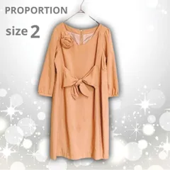 PROPORTION　プロポーション　コサージュ付き　ワンピース　オレンジ　アプリコット　S　長袖　オケージョンのサムネイル