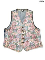 美品Stussyステューシー花柄ワークベスト総柄グリーンピンク古着