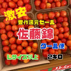 58   豊作還元セール　北海道　さくらんぼ　佐藤錦　Lサイズ以上　約2キロのサムネイル