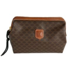 CELINE セリーヌ 茶 ブラウン マカダム柄 ブラゾン柄 ポーチ - メルカリ