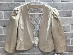 A【A6-88】◇RUIRUE BOUTIQUE ルイルエブテック　サイズM ノーカラージャケット　クリーム・レースのサムネイル