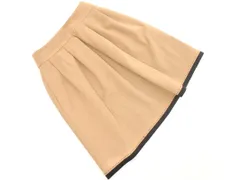 M S GRACY エムズグレイシー ステッチ タック Aライン 台形 スカート size36/ベージュｘ黒 ◇■ レディースのサムネイル