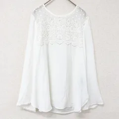 ◎PINORE LUXE ピノーレリュクス ブラウス レース フレア トリアセテート レーヨン ホワイト 日本製 レディース 38 b02218のサムネイル