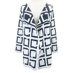 美品 Pierre Cardin signe ピエールカルダン シーニュ 総柄 羽織 ジャケット ブルゾン アウター ボタンレス 40 白 ホワイト ブラック レディース 古着 中古 USEDのサムネイル