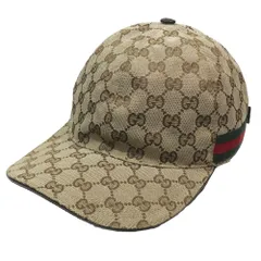 良品 GUCCI グッチ ベースボールキャップ GG キャンバス ウェブ ストライプ シェリーライン 200035 野球帽 帽子 L ベージュ メンズ レディース 古着 中古 USEDのサムネイル