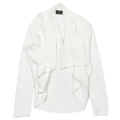 美品 LANVIN COLLECTION ランバンコレクション オープン カーディガン ドレープ 長袖 カットソー コットン ホワイト レディース 古着 中古 USEDのサムネイル