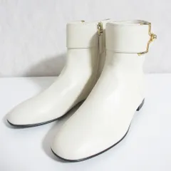 美品 BALLY バリー MAE FLAT ベルトデザイン レザー サイドジップ ショートブーツ 35 1/2 約22.5cm アイボリー レディース 古着 中古 USEDのサムネイル