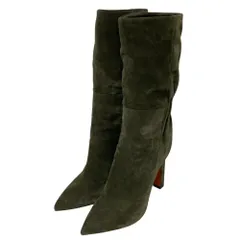 美品 SANTONI サントーニ スエードレザー ロングブーツ サイズ35 22cm相当 カーキ レディース 古着 中古 USEDのサムネイル