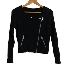 美品 Diagram ダイアグラム ノーカラー ニットバイカー ライダースジャケット 0320103033 サイズ36 ブラック レディース 古着 中古 USEDのサムネイル