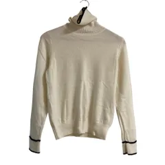 美品 OLD ENGLAND オールドイングランド カシミヤタートルニット カシミヤ セーター 570-50520231 サイズ38 アイボリー ネイビー レディース 古着 中古 USEDのサムネイル