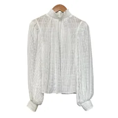 未使用 alice+olivia アリスアンドオリビア ストレッチ シアーブラウス XS ホワイト レディース 古着 中古 USEDのサムネイル