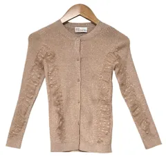 新品同様 RED VALENTINO レッドヴァレンティノ ドットチュール ニットカーディガン XS ピンクベージュ レディース 古着 中古 USEDのサムネイル
