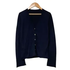 美品 lucien pellat-finet ルシアンペラフィネ バックスカル Vネック コットンニットカーディガン S ネイビー レディース 古着 中古 USEDのサムネイル