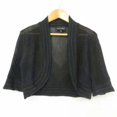美品 EMPORIO ARMANI エンポリオアルマーニ リブニット ショートスリーブ ボレロ カーディガン サイズ40 ブラック ブルー レディース 古着 中古 USEDのサムネイル