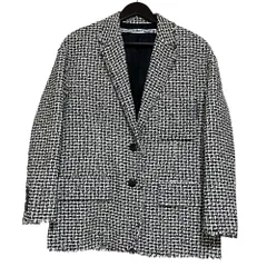 美品 Alexander Wang アレキサンダーワン ハウンドトゥース ツイード テーラードジャケット XSサイズ ブラック×ホワイト レディース 古着 中古 USEDのサムネイル