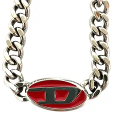 美品 DIESEL ディーゼル Dロゴ オーバル チェーンネックレス シルバーカラー メンズ レディース 古着 中古 USEDのサムネイル