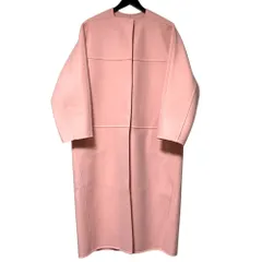 美品 Drawer ドゥロワー ノーカラーメルトンコート リバーロングコート 6525-234-0700 サイズ36 ピンク レディース 古着 中古 USEDのサムネイル