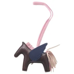 HERMES (エルメス) ロデオPM バッグチャーム レザー ピンク×ブラウン×ネイビー リュージュセリエ/モーヴシルベストル/ブルーサフィール Z刻印のサムネイル