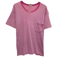 90s USA製 OLD GAP 半袖 ボーダーTシャツ L ピンク ホワイト オールドギャップ プルオーバー 90年代 ボーダー柄 ポケT 夏物 a807-5097のサムネイル