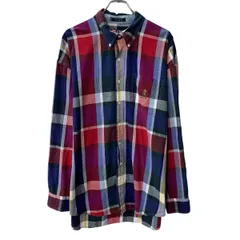 90s CHAPS RALPH LAUREN 長袖 チェックシャツ XL ネイビー マルチカラー チャップスラルフローレン 90年代 ロゴ刺繍 春物 a807-5111のサムネイル