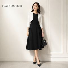 美品 FOXEY フォクシー ウール100% ボレロ カーディガン 黒 38 M