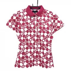 【超美品】キャロウェイ 半袖ポロシャツ ピンク×白 斜めブロックチェック柄風 トランプ柄 レディース M ゴルフウェア Callaway