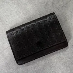 BOTTEGA VENETA ボッテガヴェネタ イントレチャート 名刺入れ カードケース 二つ折り ラムレザー ダークブラウン 茶色 メンズ レディースのサムネイル