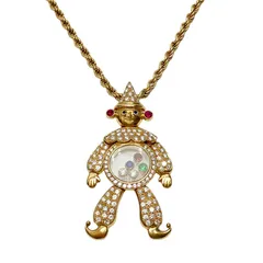 【美品】CHOPARD ショパール ハッピーダイヤモンド ピエロ ペンダント イエローゴールド Au750 K18 ネックレス ジュエリー アクセサリー ルビー エメラルド サファイア ダイヤ マルチストーン レディース メンズ プレゼント【希少】のサムネイル