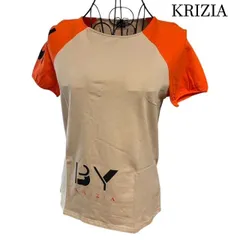 イタリア製 POI BY KRIZIA ポイバイクリツィア ロゴ プリント ラグラン バルーン袖 半袖 Tシャツ カットソー レディース 48  ベージュ オレンジのサムネイル