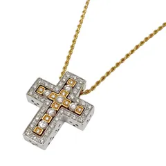 【極美品】 DAMIANI ダミアーニ ベルエポック ネックレス S ダイヤモンド 750 K18 YG WG イエローゴールド ホワイトゴールド クロス ペンダント ジュエリー アクセサリー メンズ 男性 ブランド プレゼント 【希少】のサムネイル