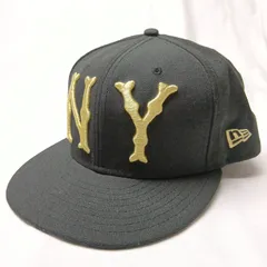 NEW ERA ニューエラ 59FIFTY ニューヨーク ヤンキース キャップ 7 1/2 59.6cm ブラック ゴールド ボーンロゴ 2000archives Y2K アーカイブ 90s レトロ クラシック ストリート 美品 至宝の逸品のサムネイル