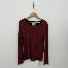 リーバイス ヴィンテージ レッド ブラック ストライプ スリット 長袖 Tシャツ レディース Lのサムネイル
