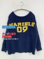 SHEENA シーナ ニット/セーター ネイビー ウール・ニット 前面プリント ミドル丈 長袖 クルーネック(丸首) レディースのサムネイル