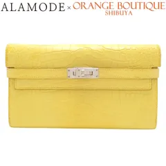 HERMES(エルメス) ケリーウォレットロング ライム イエロー黄 アリゲーターマット クロコダイル パラジウム金具 シルバー金具 □G刻印 ロングウォレット 二つ折り 2つ折り レディース 40802202997【中古】【アラモード】のサムネイル