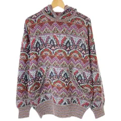 【中古】　MISSONI　ニットパーカー　プルオーバー　長袖　トップス　総柄　イタリア製　古着　/1911のサムネイル