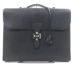 未使用品▼HERMES エルメス サックアデペッシュ ライト 1-37 シェーブル マットシルバー金具 レザー ブリーフケース ブラック Z刻印 箱付のサムネイル