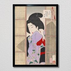 鶴田 一郎 紫の想い 希少 レア 美人画 ノエビア パズル 完成品 額付