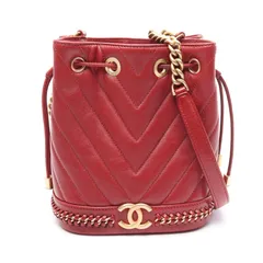 シャネル CHANEL ショルダーバッグ シェブロン Vステッチ ドローストリング バケットバッグ ワインレッド レザー シェブロン Vステッチ ドローストリング バケットバッグのサムネイル