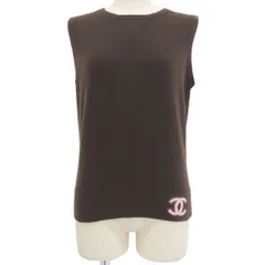 シャネル CHANEL ニット ベスト ノースリーブ カシミア ブラウン サイズ42 レディース 01A 2001年秋冬 ココマークのサムネイル