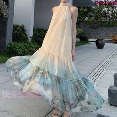 ANDREA&Co. 水彩アートティアードワンピース ホワイト - メルカリ